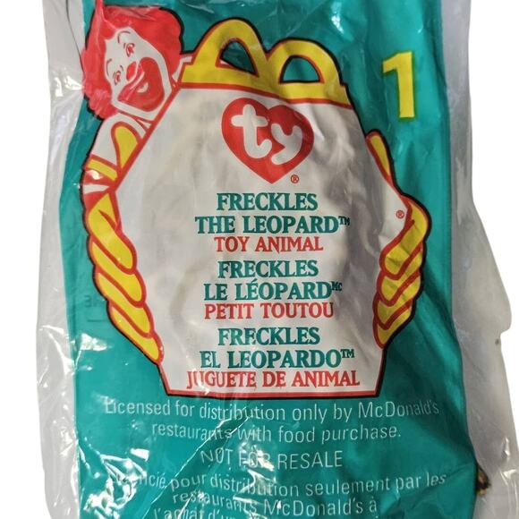 1999 McDonalds TY Teenie Beanie Babies Freckles the Lepard 1 New in Package - Picture 1 of 2